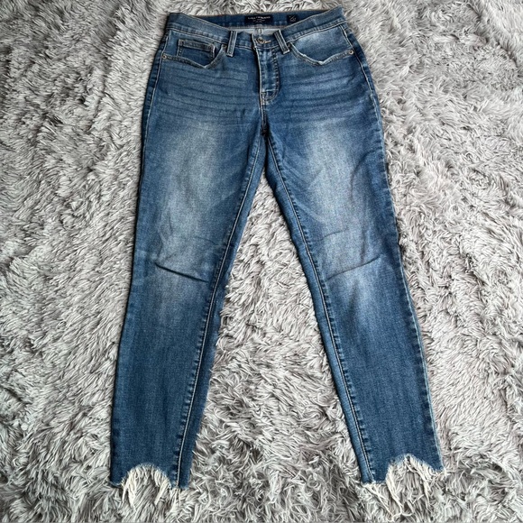 Lucky Brand Denim - Lucky Brand Jeans Womens 4 Mid Rise Ava Skinny Whiskered Raw Hem Denim Blue
